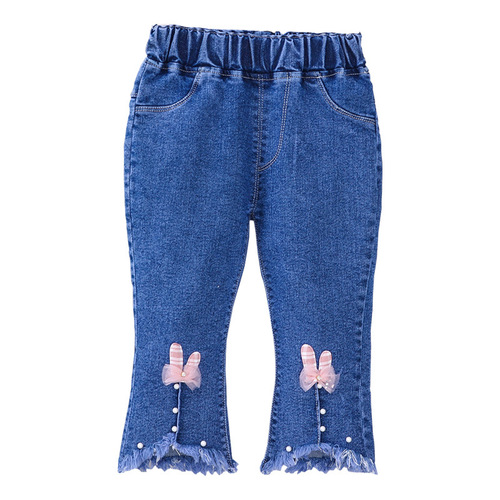 2024 New Spring and Autumn Children's Jeans Flared Pants Girls Fashionable Pants Spring Clothes Children's Casual Pants