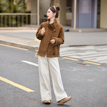 小众设计小香风皮毛一体短外套加绒加厚女2025冬季新款外套Z5675