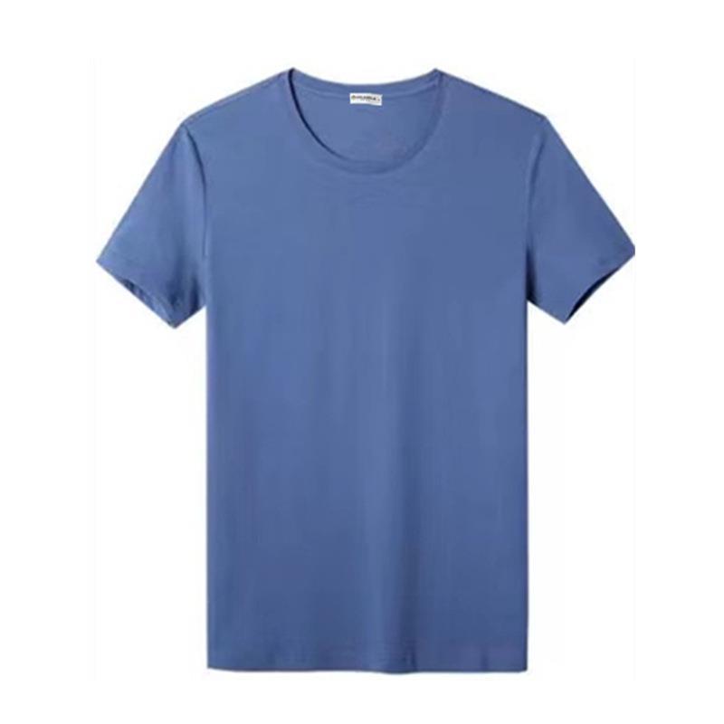 Camiseta de seda de hielo de estilo japonés Manga corta de los hombres color sólido verano delgado de secado rápido estiramiento modal algodón sensible al hielo Top Media manga moda