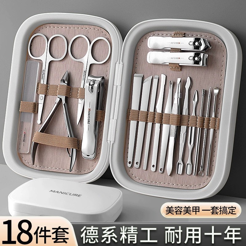 Yeni şık tırnak makası seti paslanmaz çelik kartal gagası pense manikür ve pedikür bıçak seti manikür aletleri 18 parçalı set