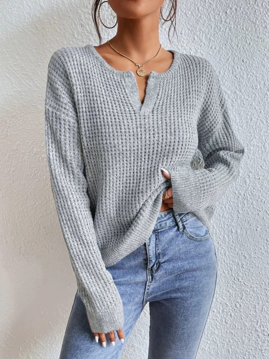(Cross-border trading), spring solid knitted sweater, European style, V-neckline, Amazon, oversize
