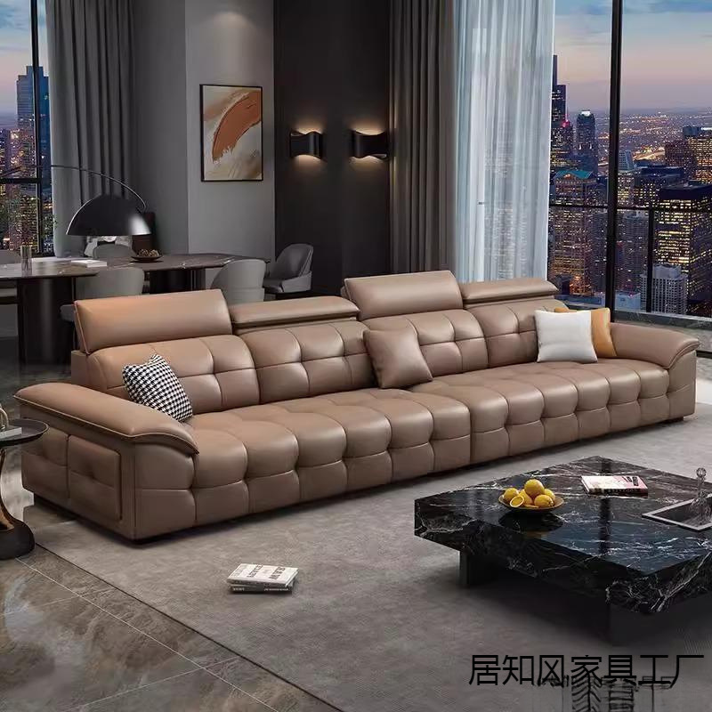 意式极简劳伦斯沙发客厅直排可调节大黑牛头层牛皮沙发|undefined