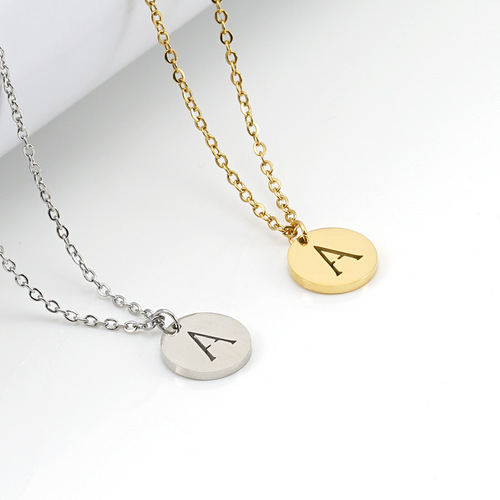 Cross-border European and American stainless steel letter necklace titanium steel letter necklace for women niche design 18K gold ins necklace for women