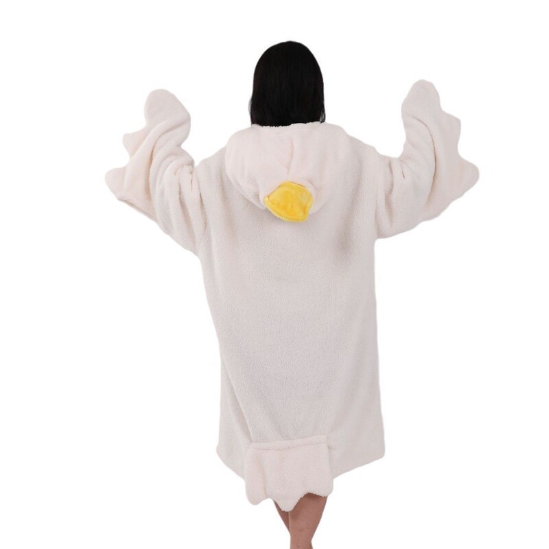 Big White Goose Pajamas Sand Sculpture Funny Couple Nightgown Thickened Long Coral Fleece Morning Gown Nightgown Girls' Dress Bridesmaid Dress