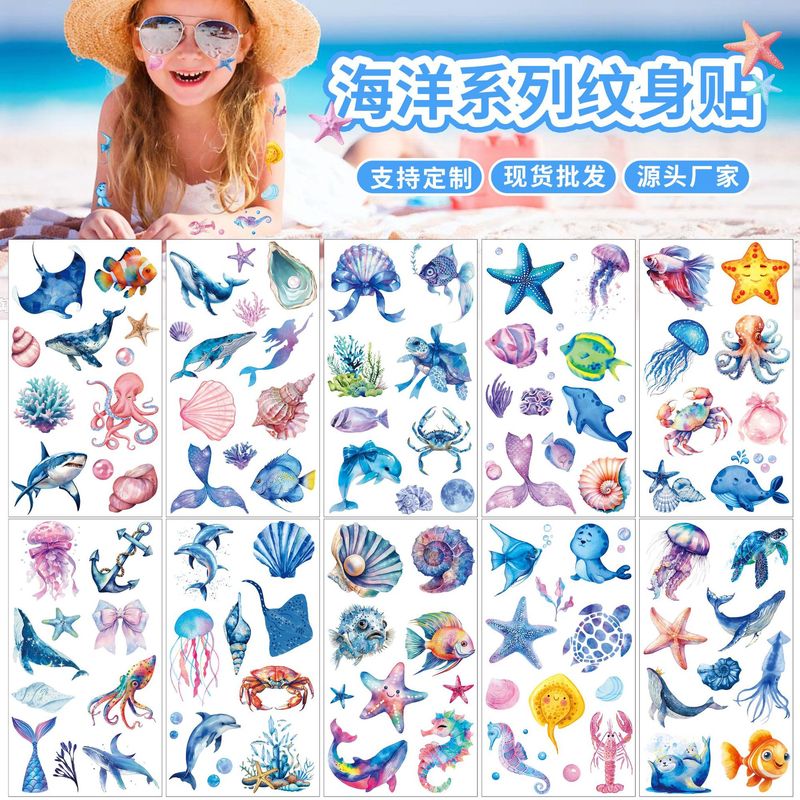 跨境新品海底世界卡通纹身贴儿童聚会派对搞怪趣味礼物装饰脸贴纸|undefined