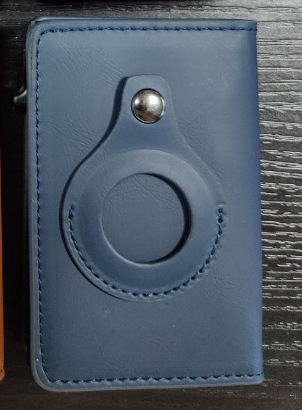 RFID europeo y americano Amazon metal aleación de aluminio titular de la tarjeta Airtag metal 100% cuero genuino Comercio exterior hombres