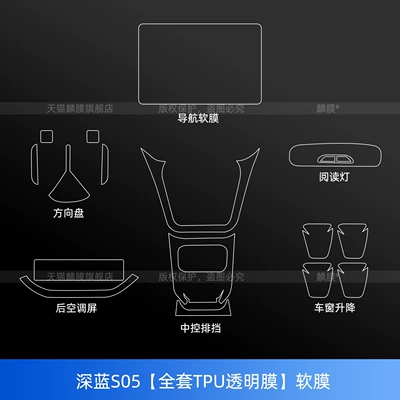 Car interior film: Interior Protective Film Central Control - 26-models-of-dark-blue-s05-full-set-soft-film