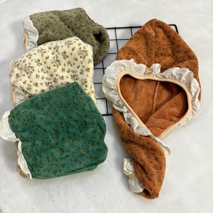 Jinmu Liangpin Large Pastoral Lace Edge Floral Women, Thickened, Water-Absorbent, Quick-Drying Turban, Shower Cap For_voghion.com