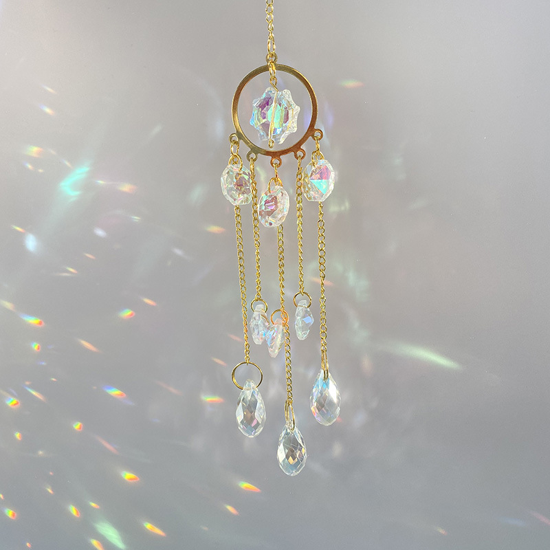 62g Weight Dreamcatcher Home Textiles & Decor Type 1 Piece Quantity Indoor Occasion Crystal Material Circle, Moon Pattern Romantic, Simple Style Style Romantic Simple Style Circle Moon Crystal Dreamcatcher Wall Art 6