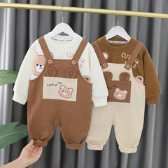 Baby boy carrier pants set trendy kids' clothing children's clothes spring baby spring items two-piece set for one-year-old baby