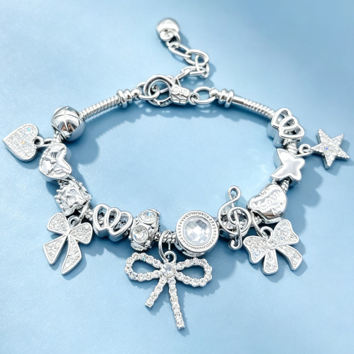 Panjia brazalete arco de diamante brazalete DIY amor pentagonal nota desmontable joyería de moda industrial pesada image 3