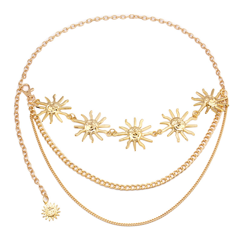 1 Piece Quantity Ins Style Retro Sun Alloy Chain Women's Waist Chain