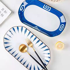陶磁器の魚の皿の家庭用蒸し魚の皿の大きいサイズの食器の高い顔の値の食事の皿の卸売りの長方形の料理の皿は魚の皿を詰めます