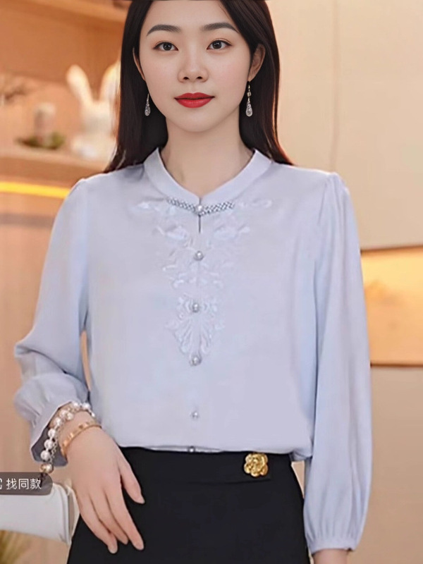 高档盘扣刺绣衬衣女夏季七分袖气质妈妈装宽松显瘦小衫上衣减龄|undefined