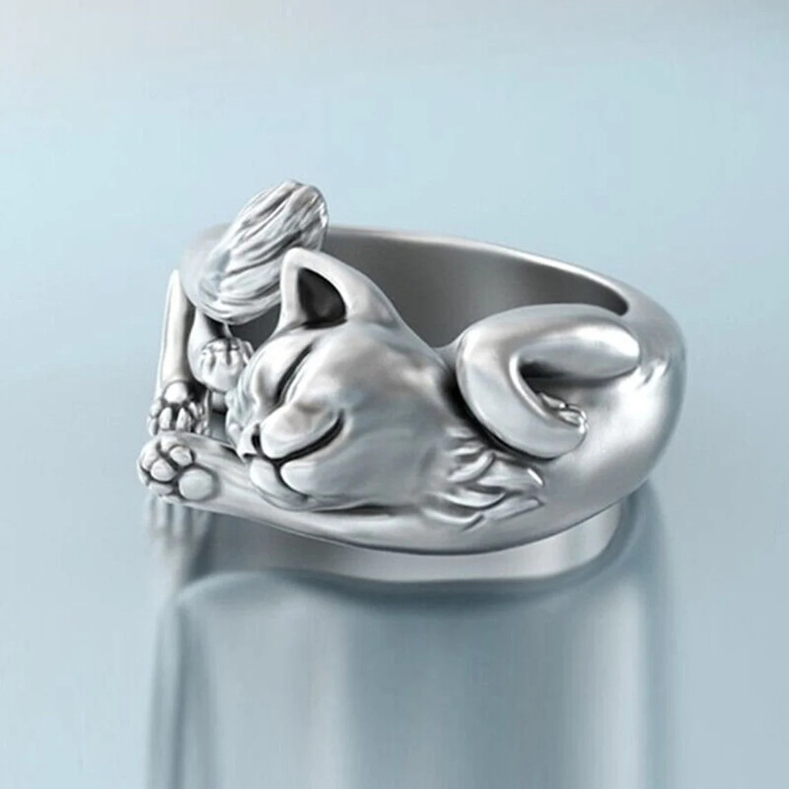 Yunjin nuevo gatito anillo abierto transfronterizo Venta caliente perezoso gato anillo de moda joyería de las mujeres al por mayor image 5
