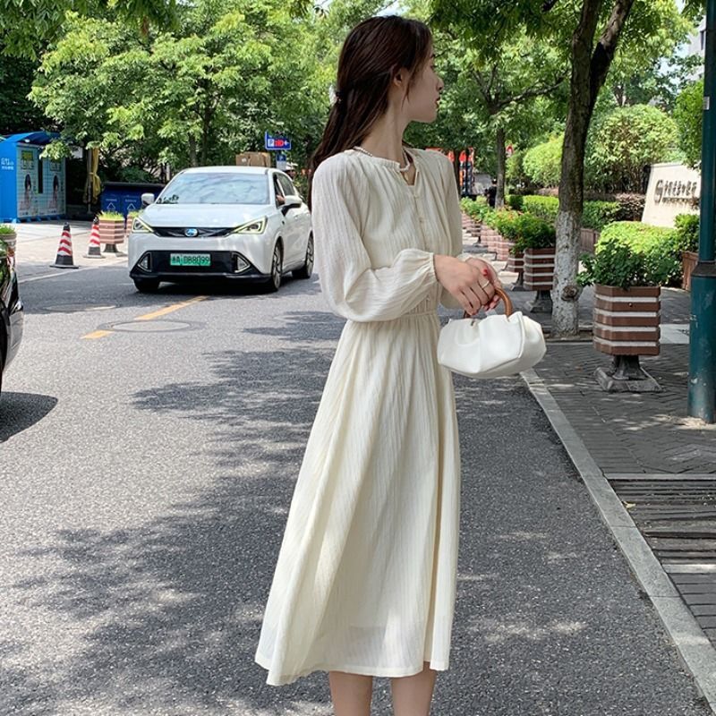 秋季2025新款温柔风连衣裙女长袖仙女长裙小个子法式初秋气质裙子|undefined