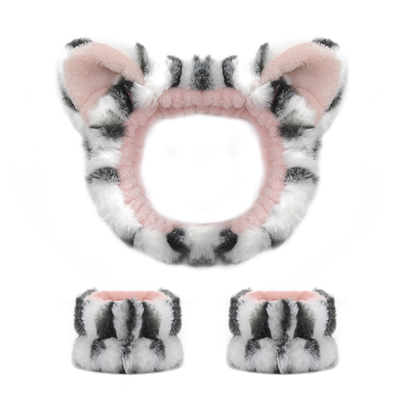 Transfronterizo cara lavado banda para el cabello correa para la muñeca Imitación Piel de conejo color sólido felpa impermeable banda para el cabello Amazon absorbente sudor-limpieza al por mayor