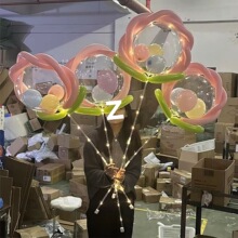 地推夜市发光UFO网红波波球.新款七彩手持幸运花朵儿童造型可飞天