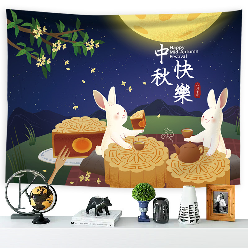 중추절 배경 매달려 천 휴일 이벤트 사진 장식 천 포스터 배경 가을 이브 중추절 이벤트 커튼