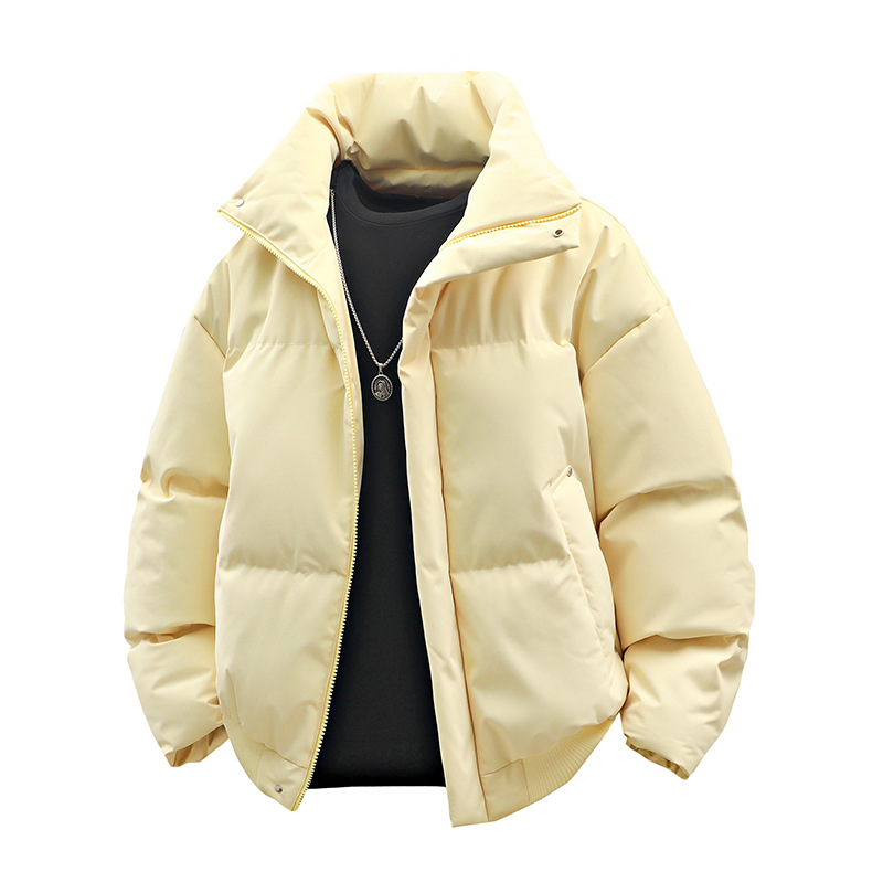 Tendencia transfronteriza de pluma de algodón hombre invierno nuevo chaqueta de algodón cálido grueso de invierno de cuello vertical de hombre chaqueta de algodón versátil