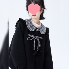 黑色娃娃领毛呢外套女秋冬可爱短款呢大衣百搭半裙甜美气质两件套