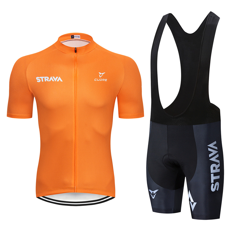 Conjunto de ropa de ciclismo STRAVA, tirantes cortos y camiseta de verano, transpirable y cómoda, lista para envío