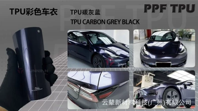 Anti-Yellowing, Hydrolysis-Resistant, Colored Ppf, Automotive Film - 15215m-5-years-warranty-tpu-carbon-gray-blue-water-sticker