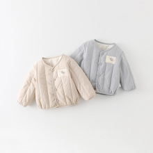 宝宝棉衣秋冬保暖2025新款男童圆领长袖夹棉上衣婴儿卡通外套 a类