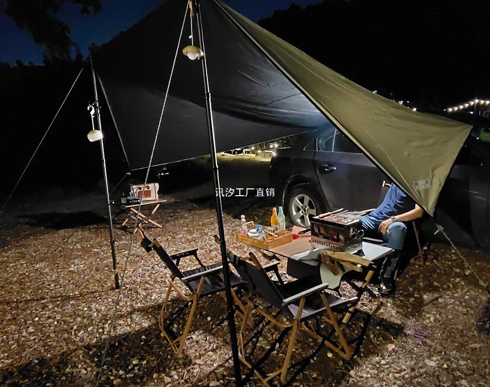 Car side awning, car tail awning, outdoor camping awning, black vinyl fabric sunshade, car tail tent, Xunxi