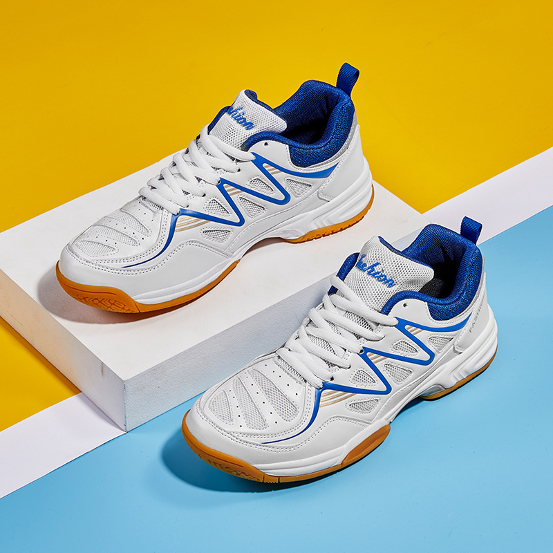 Nuevos zapatos de bádminton transfronterizos para hombres y mujeres respirables antideslizantes zapatos de tenis de mesa zapatos de entrenamiento de competencia zapatos de tenis al por mayor