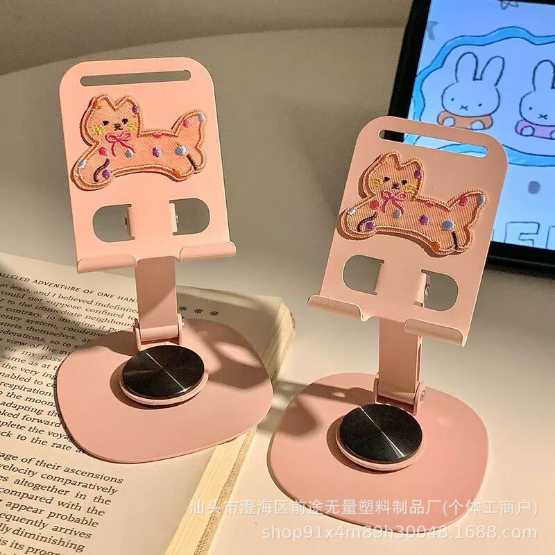 Cute cat-shaped pink phone stand, desktop tablet holder, lazy person's metal support, perfect for female students in dorms to watch TV shows Cute cat-shaped pink phone stand, desktop tablet holder, lazy person's metal support, perfect for female students in dorms to watch TV shows