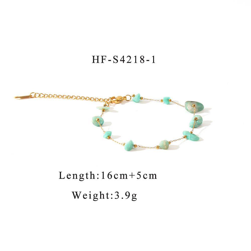 INS estilo caliente europeo y americano estilo bohemio collar de piedra natural pulsera conjunto de joyería de todo fósforo de verano para mujer 18K