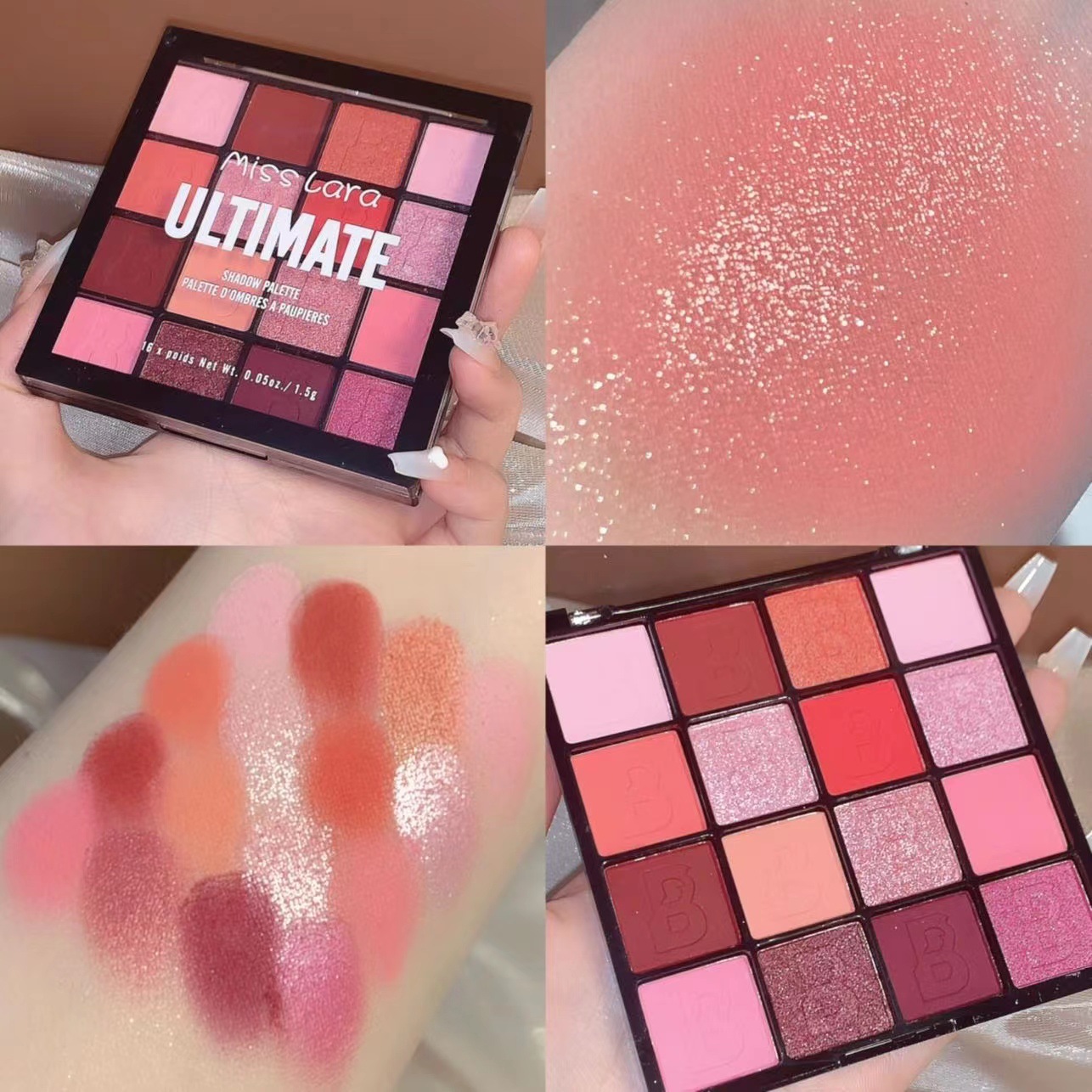 Misslara's 16-color, matte and pearlescent eyeshadow palette, candy-colored Tiktok cross-border makeup undefined
