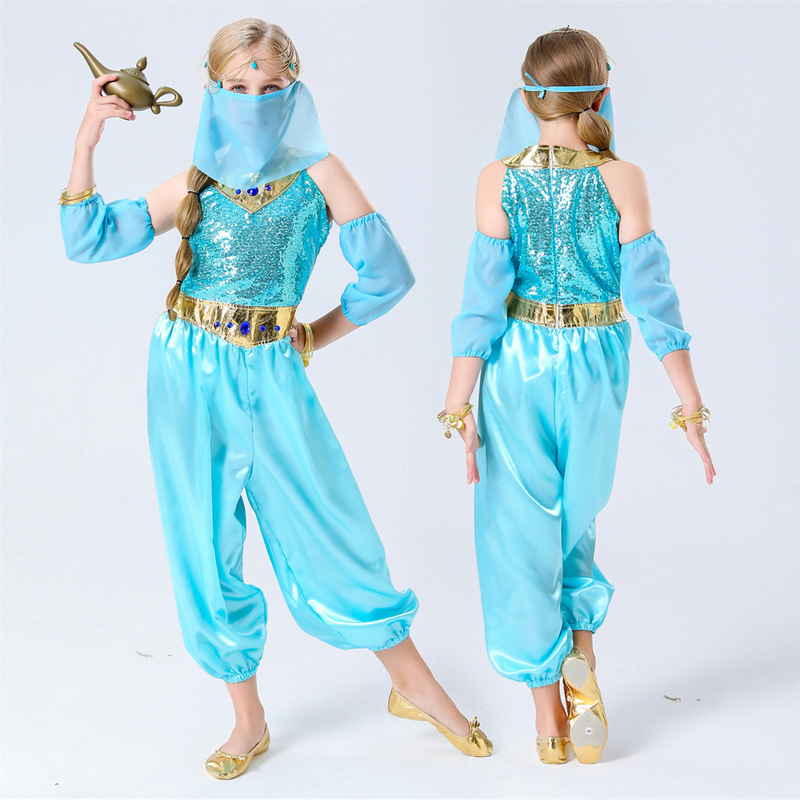 新款万圣节儿童茉莉公主阿拉丁神灯舞台表演服cosplay角色扮演装
