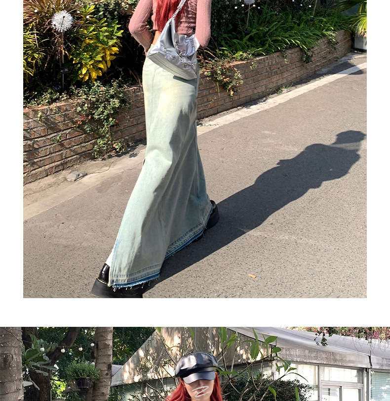 Light Color Retro Washed Denim Skirt | Lover’s Denim Long Skirt for Friends & Soulmates | same ANTHEM