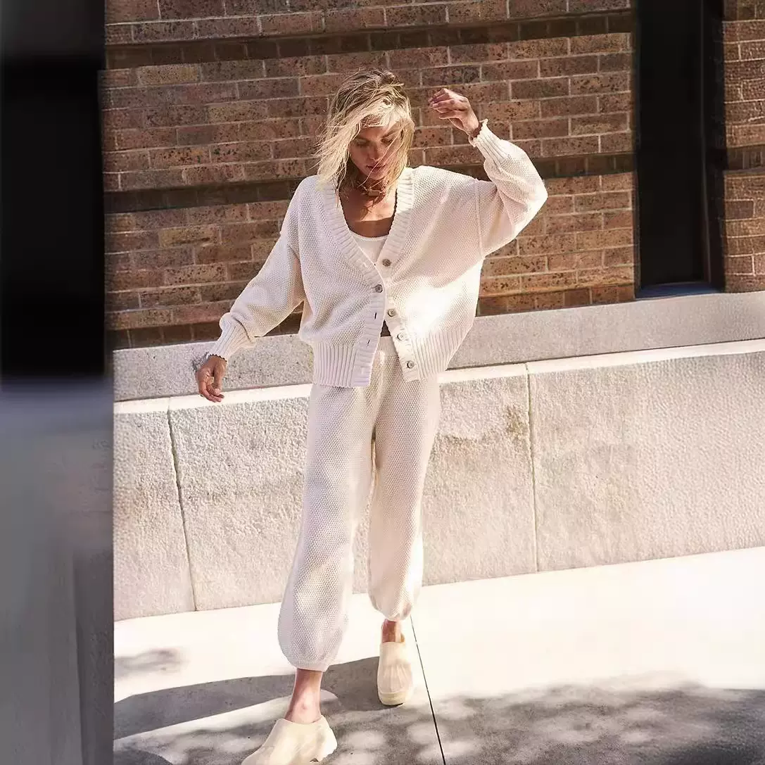 跨境欧美女装宽松舒适休闲阔腿裤2024新款长袖卫衣女秋冬时尚套装