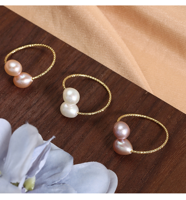 Wholesale Elegant Simple Style Geometric Freshwater Pearl Copper Rings display picture 1