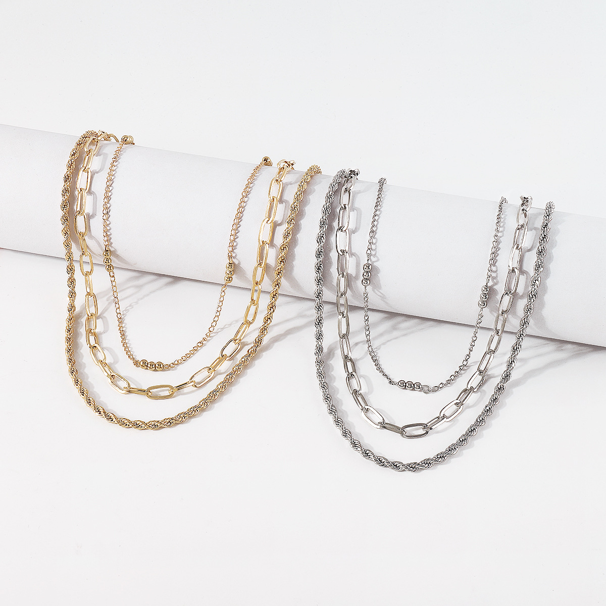 Fashion Twist Iron Beaded Plating Womenu0027S Layered Necklaces 1 Piece