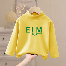 德绒打底衫2024年秋冬季新款男孩女孩中大儿童内搭暖和半高领上衣