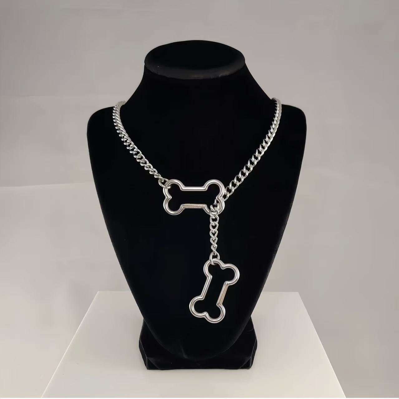 欧美复古朋克金属感套索潮人嘻哈个性简约骨头百搭男女情侣项链