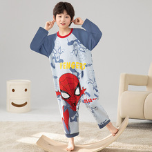 春秋季男童睡衣睡裙长袖儿童男童可爱卡通爬行服中大童连体衣纯棉