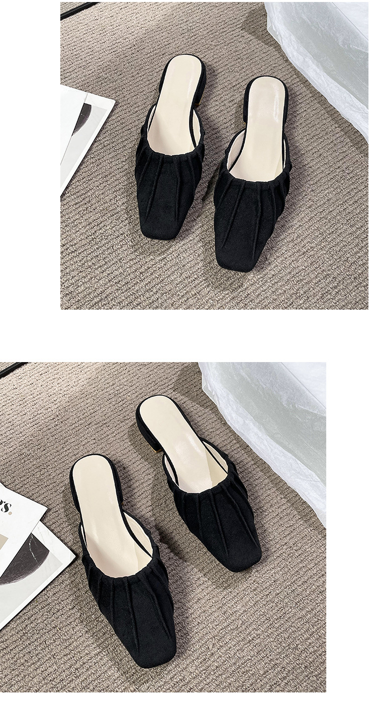 Baotou – pantoufles britanniques confortables à semelle basse et épaisse pour femmes, vêtements d'extérieur à la mode, petites pantoufles carrées pliables, nouvelle collection_voghion.com