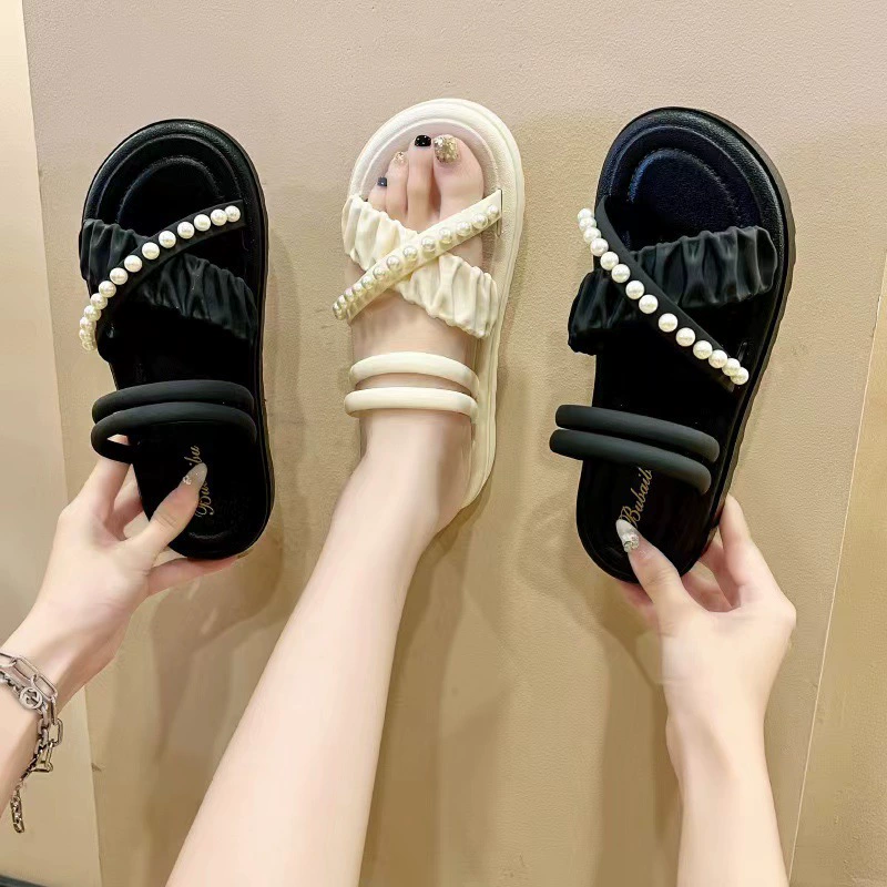 Тапочки женские наружные модные дикие сладкие феи ветер домашний противоскользящая ванная комната на пляже холодные тапочки летом