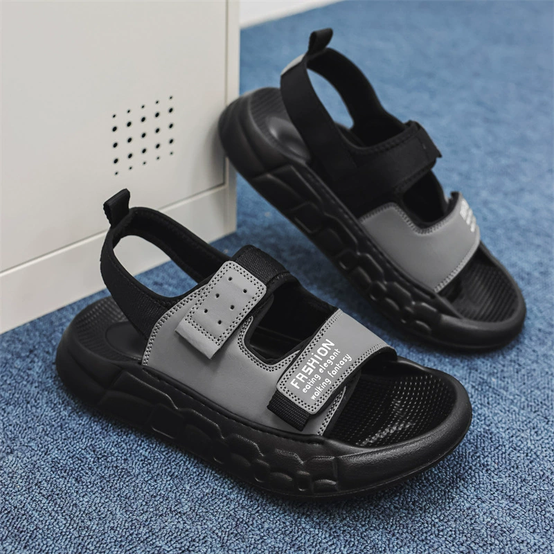 Мужские летние пляжные шлепанцы 2025, новые, дышащие, на воздушной подушке, с толстой подошвой, кроссоверные мужские тапочки