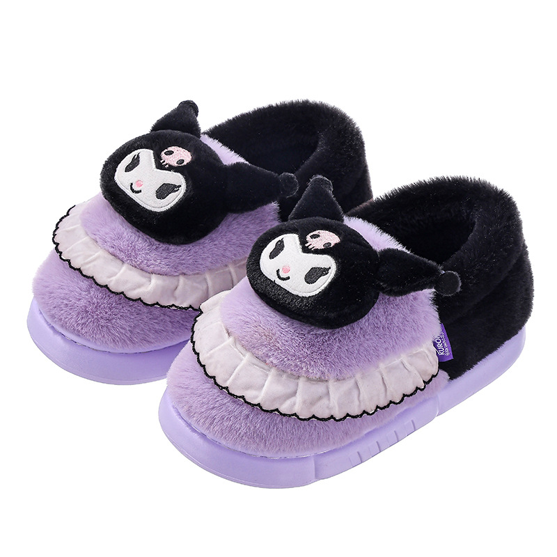 Sanliogou zapatillas de algodón de talón para mujeres otoño y invierno 2025 nuevas zapatillas de algodón casero de terciopelo KULOMI gruesas