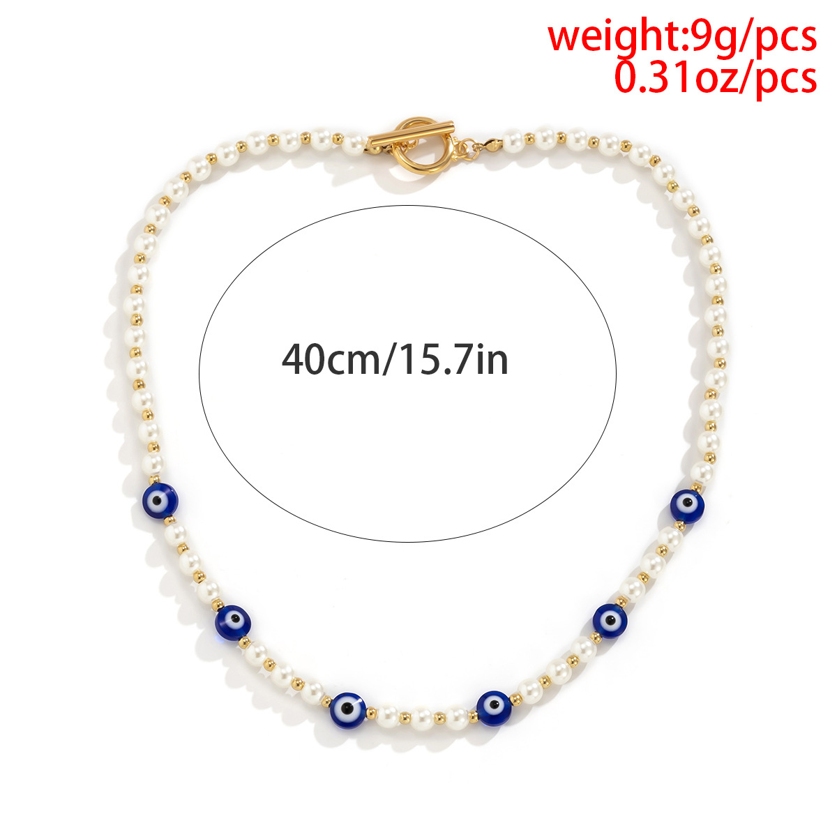 Simple Retro Geometric Ot Buckle Single Layer Stitching Imitation Pearl Necklace Wholesale Nihaojewelry display picture 7