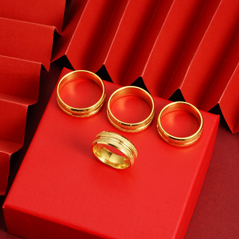 Vietnam arena oro doble biselado arena anillo estrellado estilo europeo y americano popular en línea rojo mismo estilo fábrica de joyas al por mayor