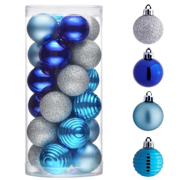 Barril transfronterizo de color bola de Navidad con forma de bola 4cm bola de plástico galvanizado colgante de decoración de árbol de Navidad