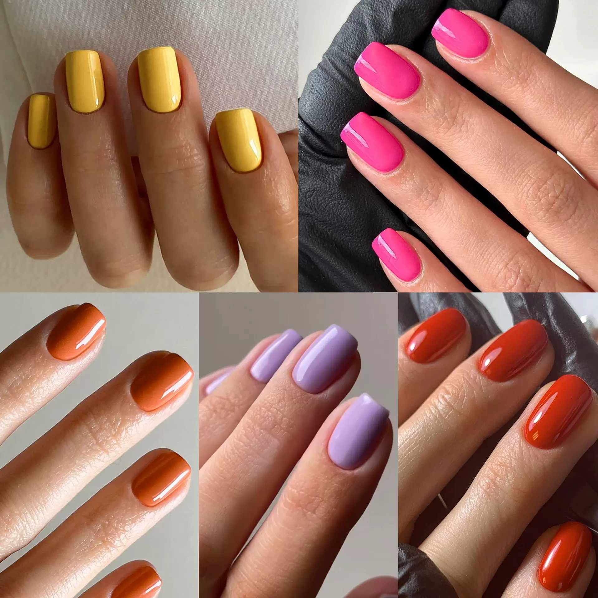 经典纯色假指甲彩色穿戴甲nails红色短款方型美甲穿戴式甲片批发