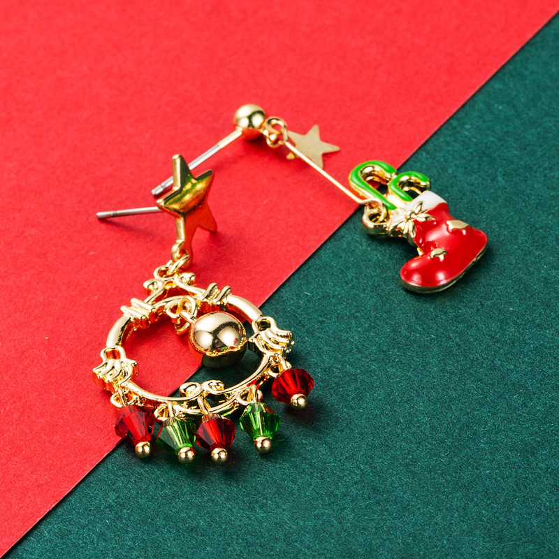 Christmas Series Gift Ring Tree Asymmetrical Ear Hook Wholesale Nihaojewelry display picture 6